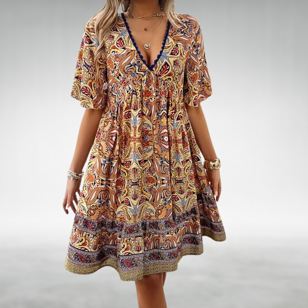 Robe Courte Bohème Femme | Imprimé Coloré | Légère & Fluide