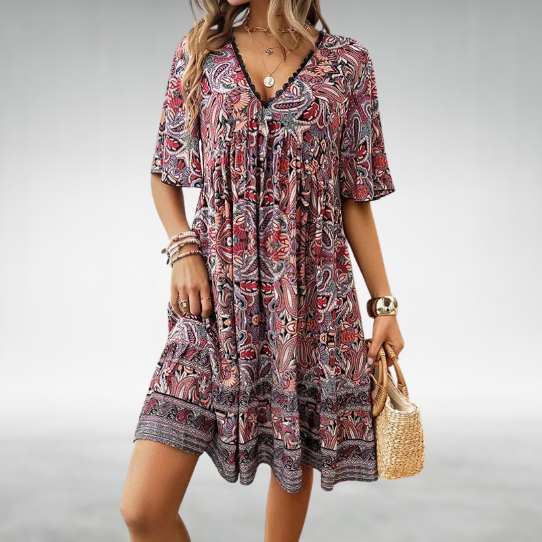 Robe Courte Bohème Femme | Imprimé Coloré | Légère & Fluide
