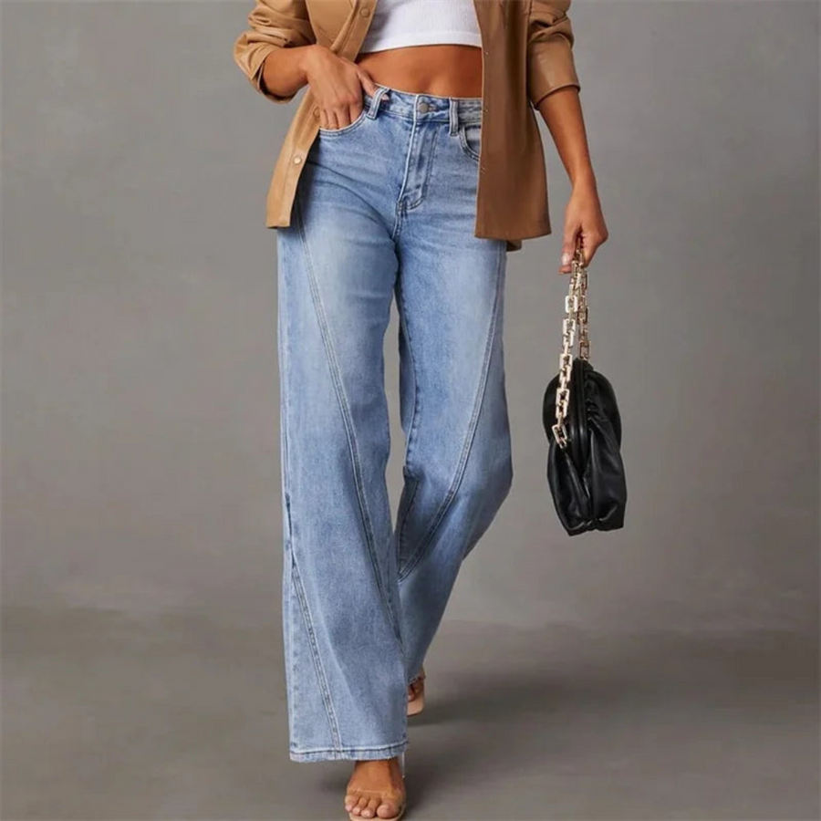 Jean Large Taille Haute Bleu Clair | Intemporel et Confort Moderne