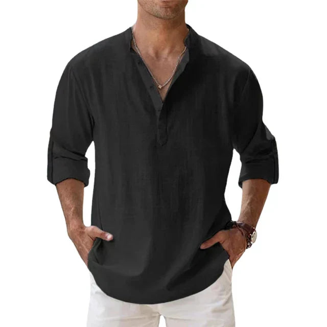 Chemise Col Tunisien | Légère & Respirante | Style Décontracté