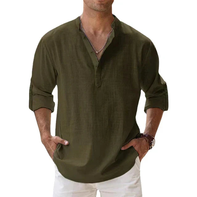 Chemise Col Tunisien | Légère & Respirante | Style Décontracté