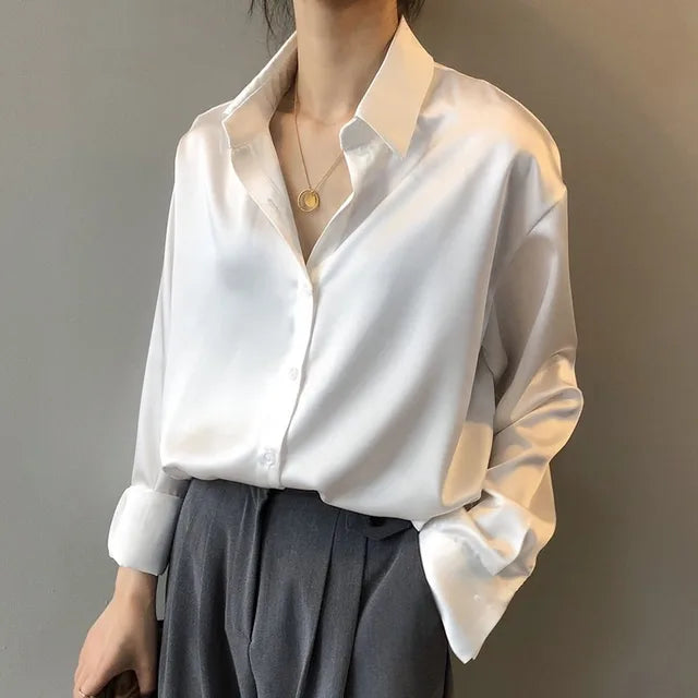 Chemise Satinée Vert Sauge | Viscose | Élégante & Fluide