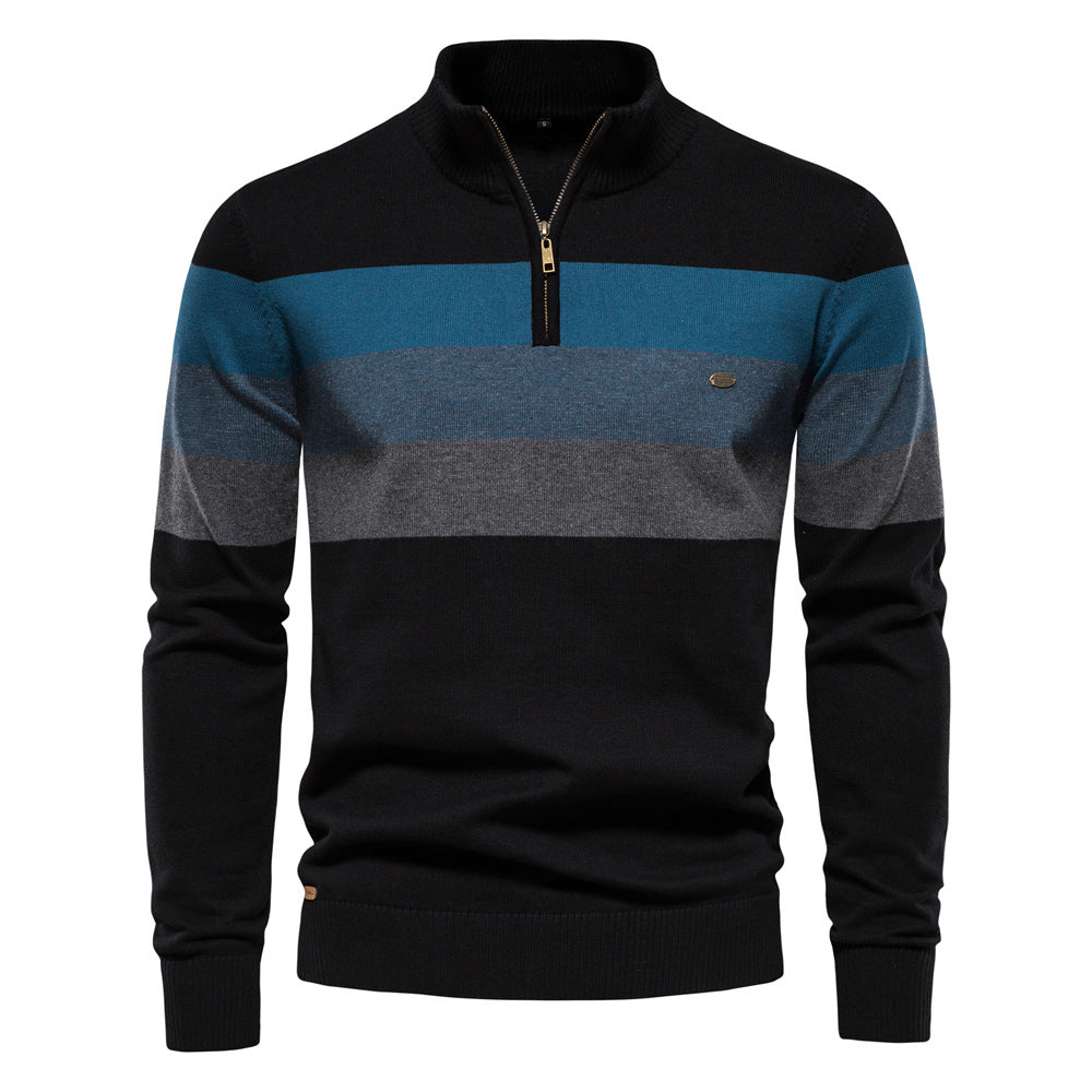 Pull Zippé | Rayures Multicolores | Chaud et Moderne