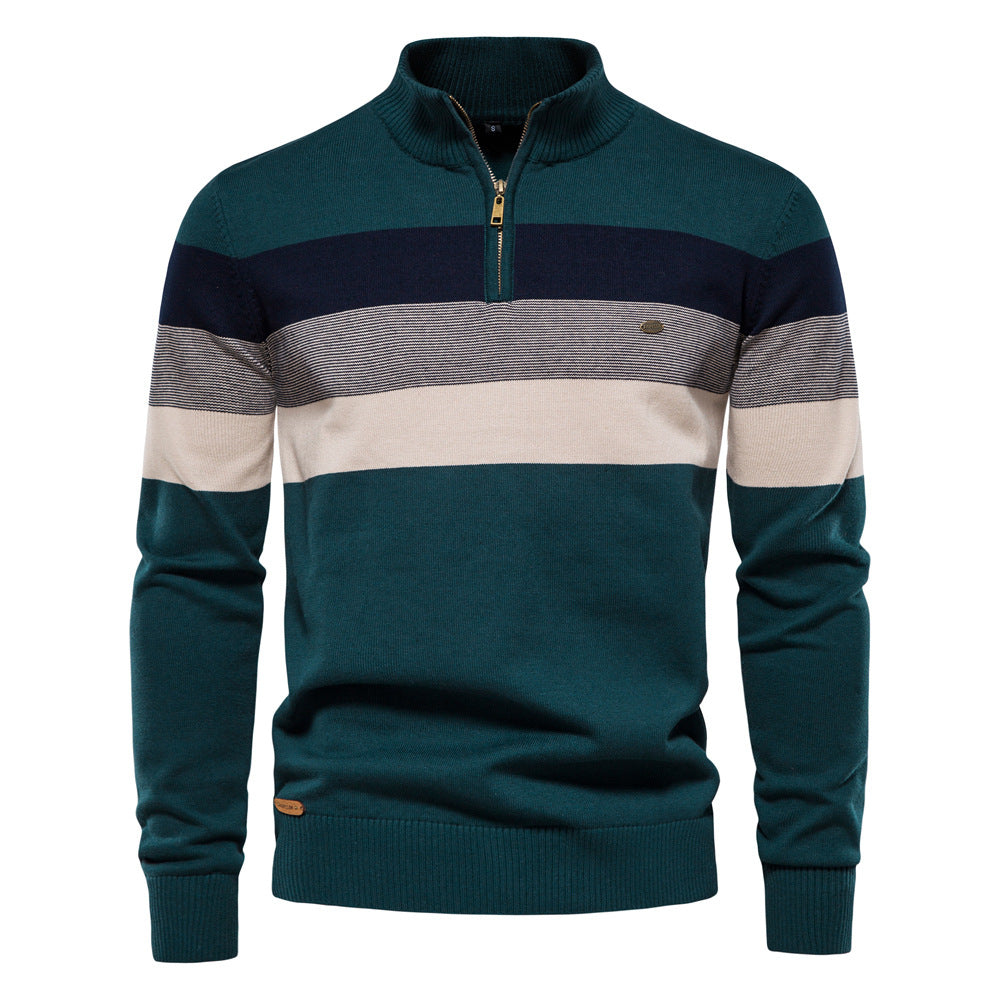Pull Zippé | Rayures Multicolores | Chaud et Moderne