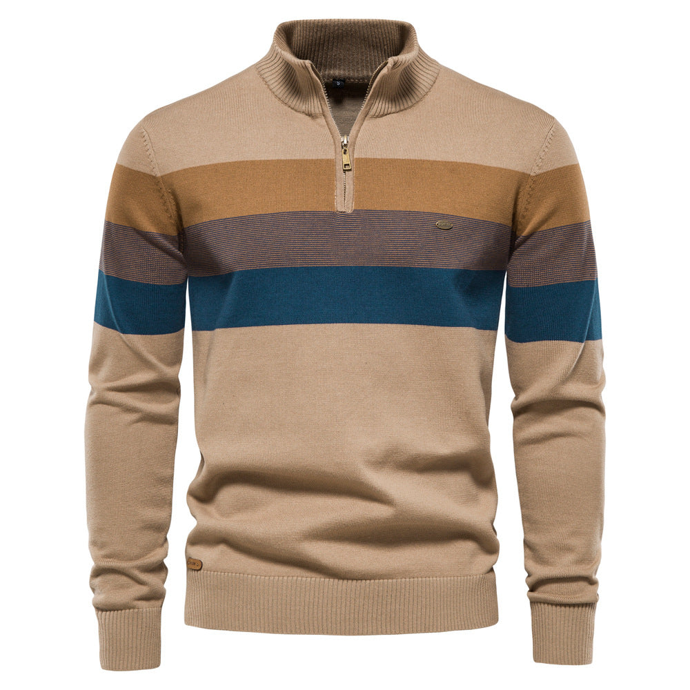 Pull Zippé | Rayures Multicolores | Chaud et Moderne