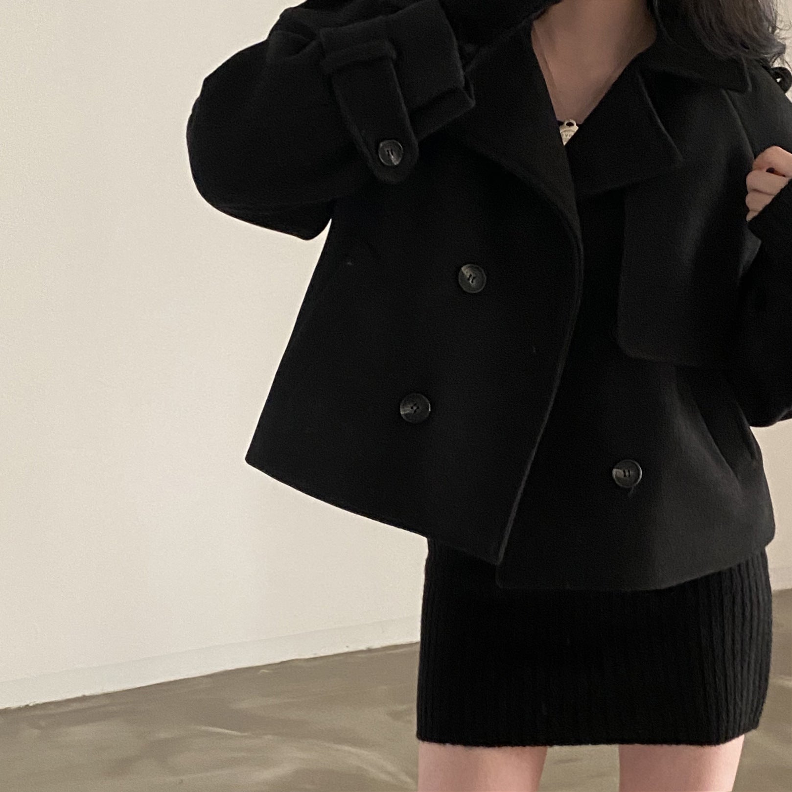 Veste Courte Double Boutonnage | Beige Élégant | Style Cosy Chic