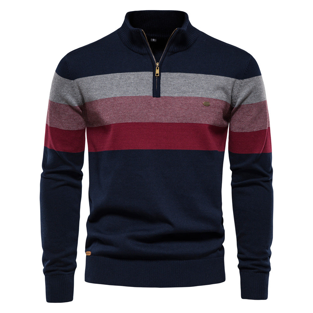 Pull Zippé | Rayures Multicolores | Chaud et Moderne