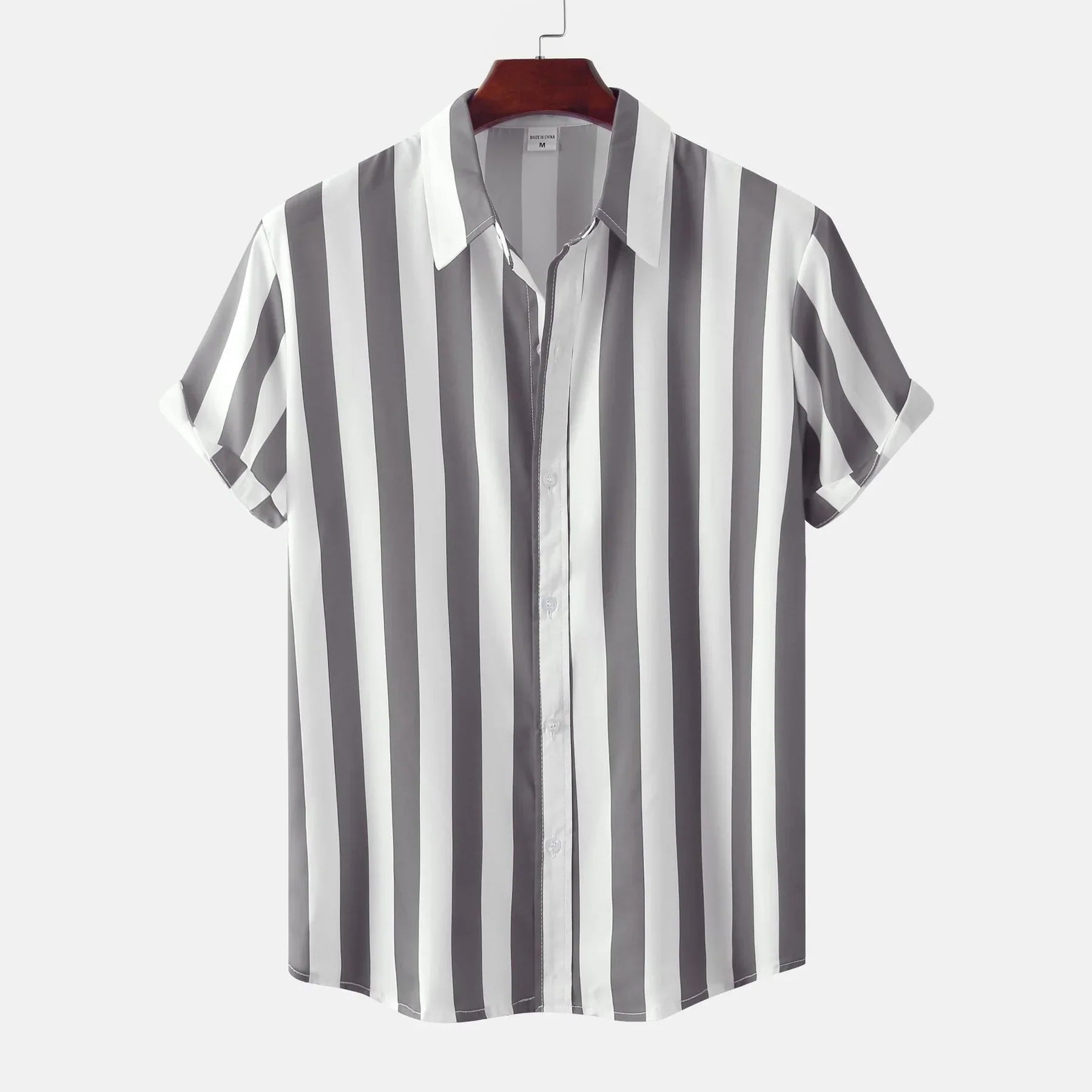 Chemise Rayée Noire et Blanche | Polyester Léger | Style Graphique