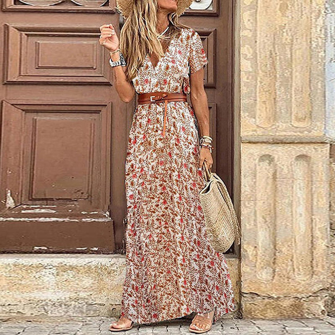 Robe Longue Bohème Bleue | Polyester | Style Décontracté & Élégant