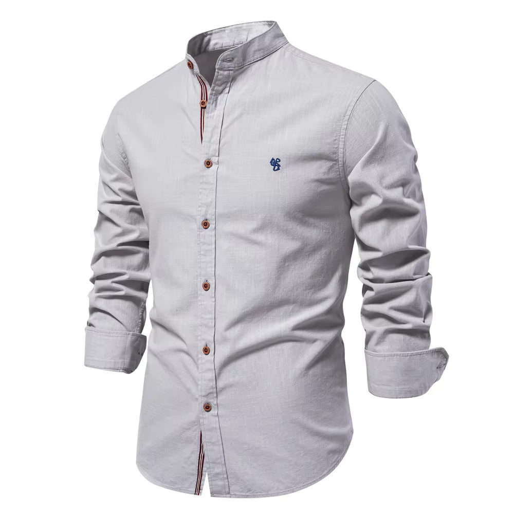 Chemise Blanche à Col Mao | Coton | Élégante & Moderne