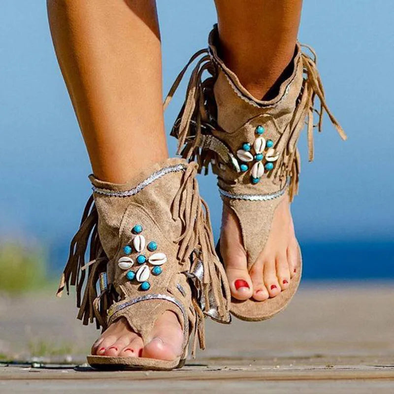 Sandales Bohème à Franges et Perles | Esprit Libre et Tendance