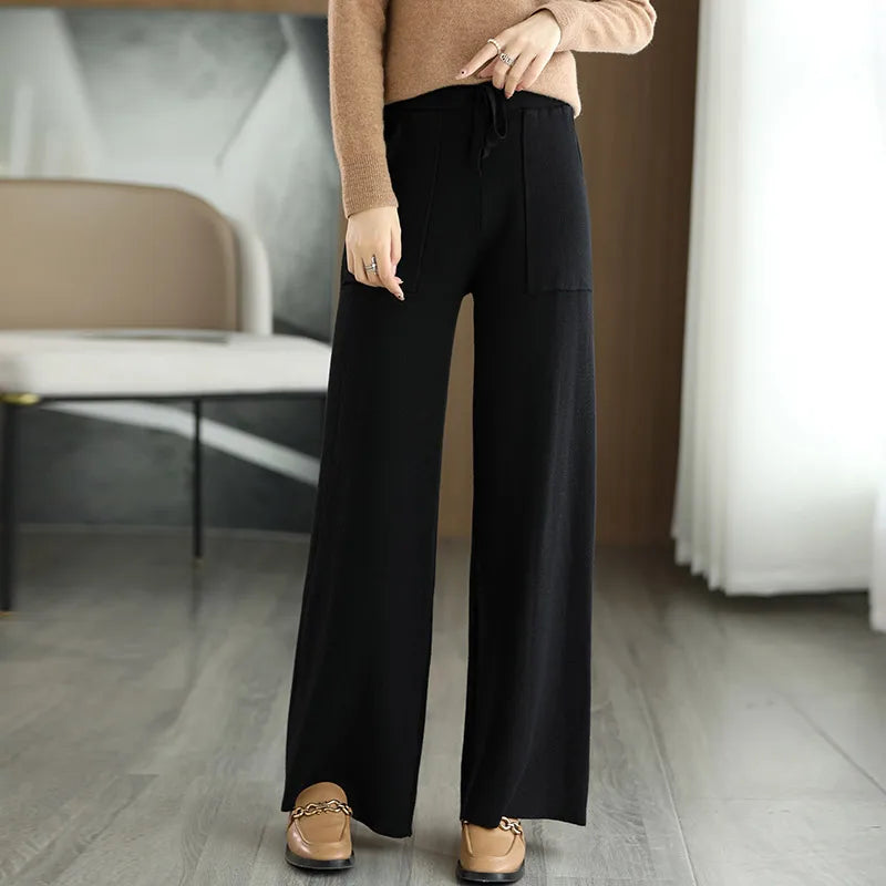 Pantalon Large en Maille | Confort Élégant et Moderne