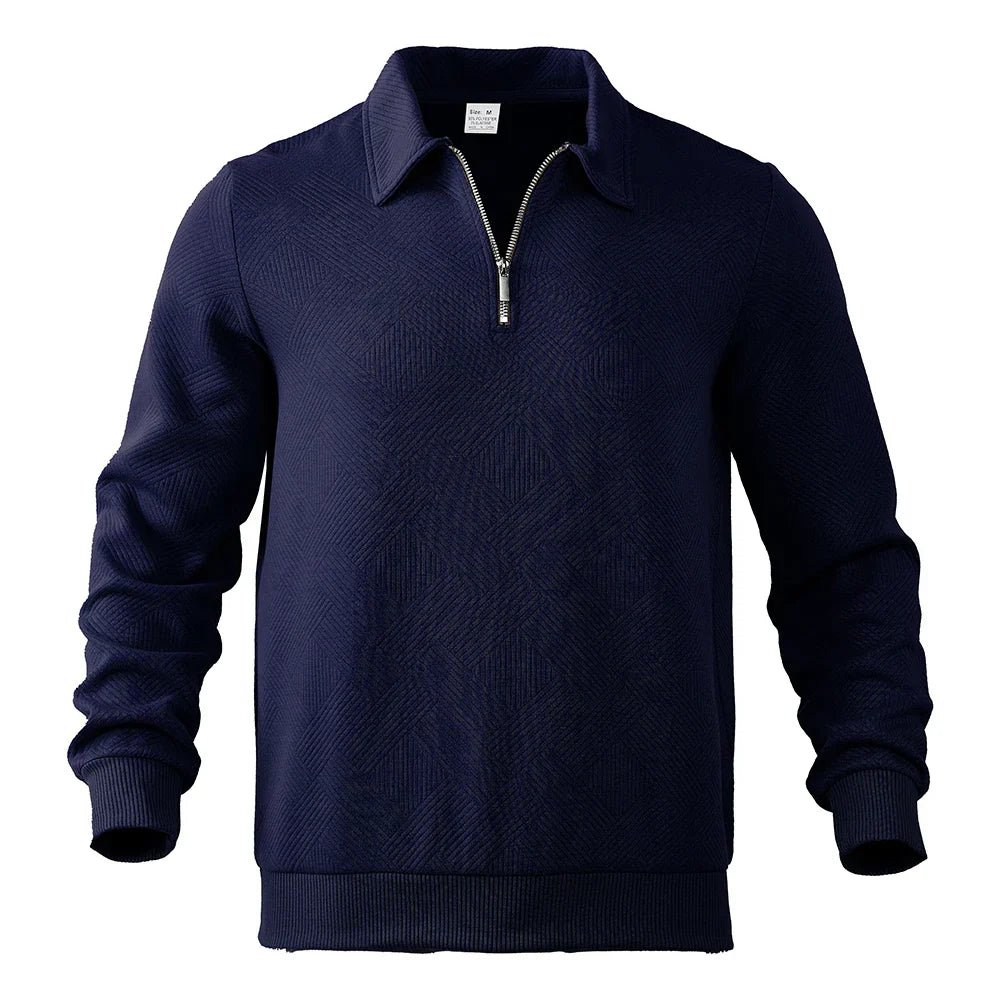 Pull Col Zippé | Motif Texturé | Élégance & Confort
