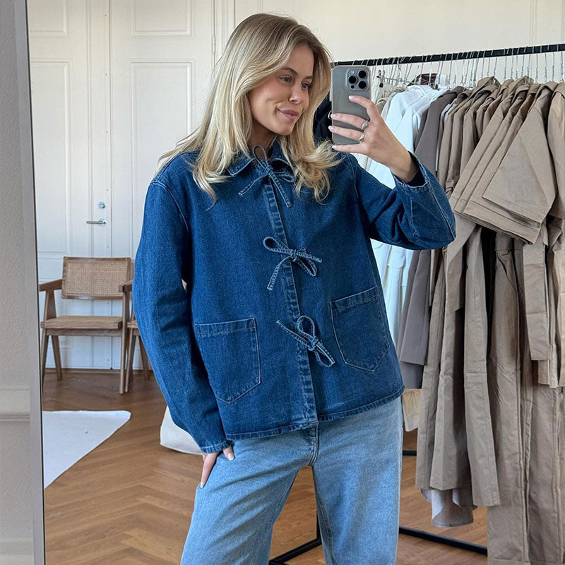 Veste en Jean à Nouer | 100% Coton | Style Décontracté et Original