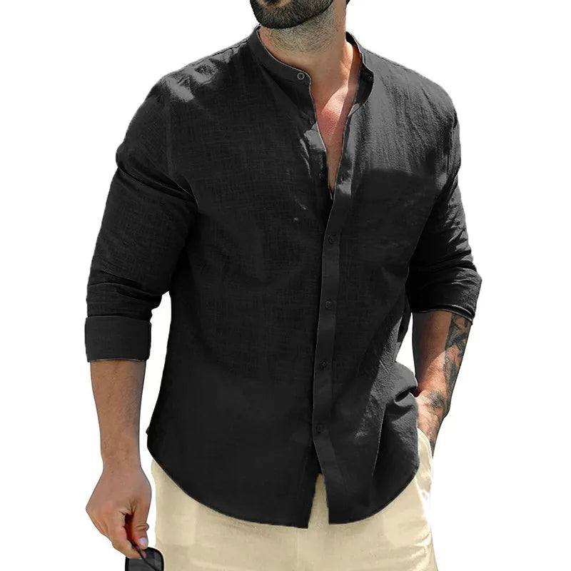 Riviera Élégance | Chemise Homme à Col Mao