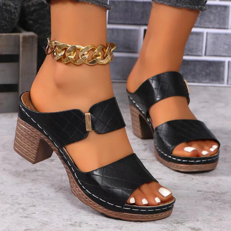 Sandales Élégantes à Talon Bloc | Confort et Style Chic