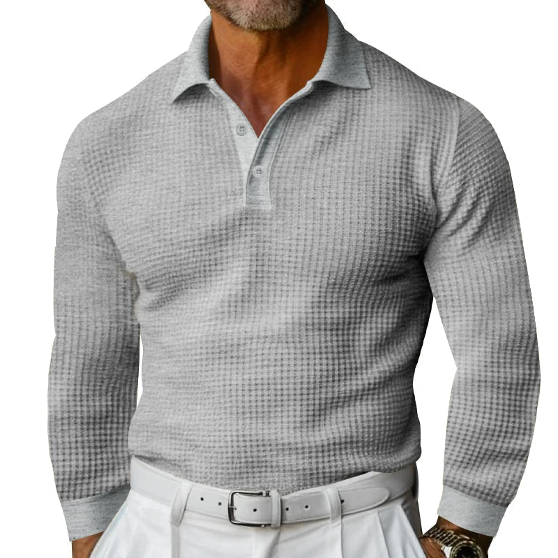Polo Maille Texturée | Élégance & Confort | Manches Longues