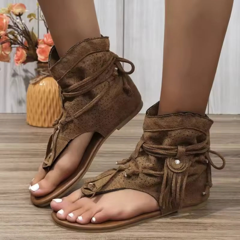 Sandales Ouvertes à Franges | Esprit Bohème et Confort Décontracté