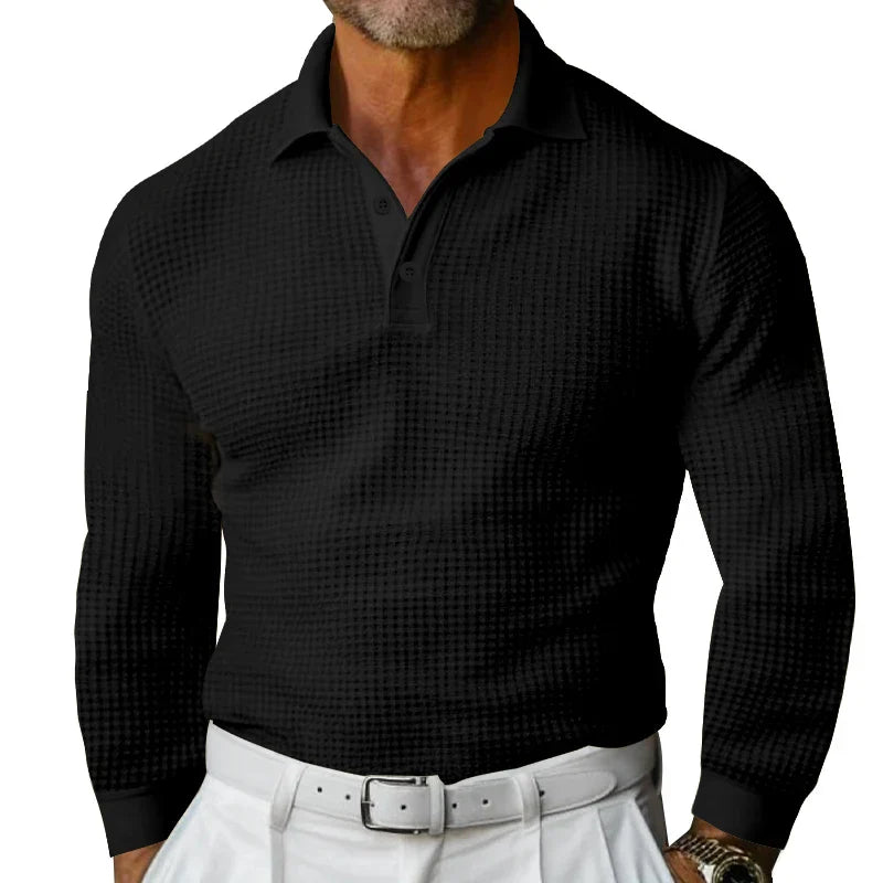 Polo Maille Texturée | Élégance & Confort | Manches Longues