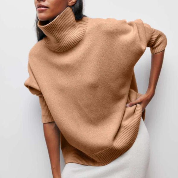 Emma - Pull Oversize Col Roulé Orange | Tendance | Chaleur et Style