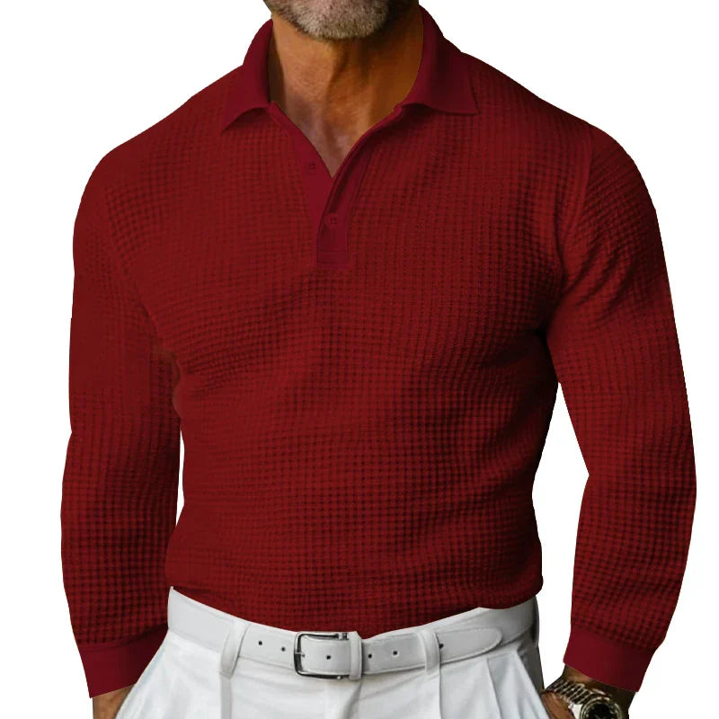 Polo Maille Texturée | Élégance & Confort | Manches Longues