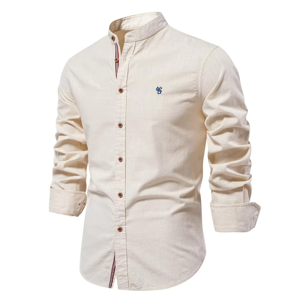 Chemise Blanche à Col Mao | Coton | Élégante & Moderne