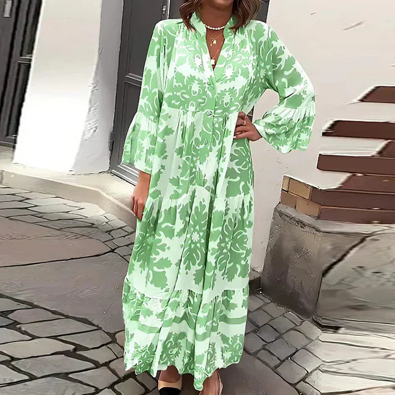 Robe Longue Bohème à Imprimé Floral | Élégance Décontractée