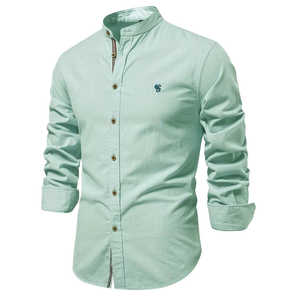 Chemise Blanche à Col Mao | Coton | Élégante & Moderne