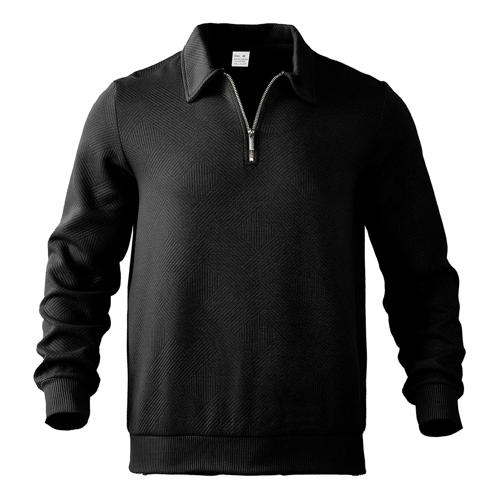 Pull Col Zippé | Motif Texturé | Élégance & Confort