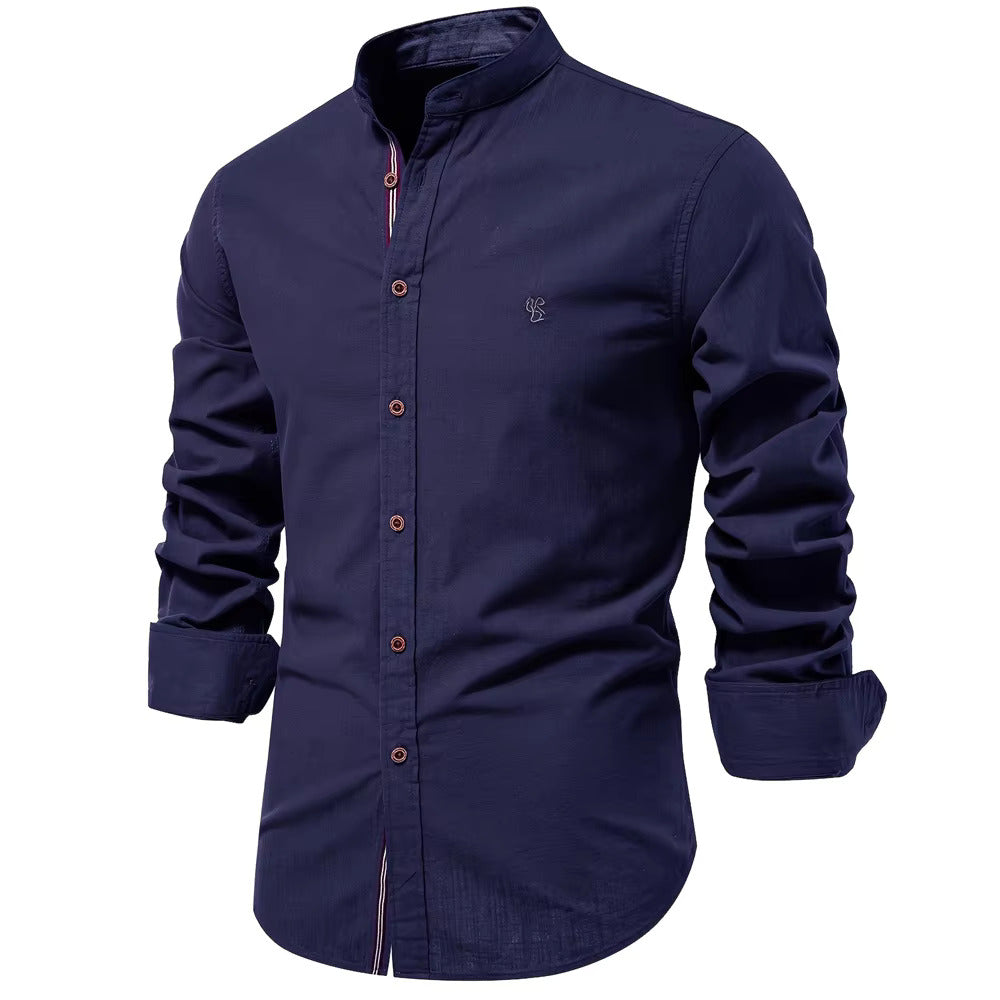 Chemise Blanche à Col Mao | Coton | Élégante & Moderne