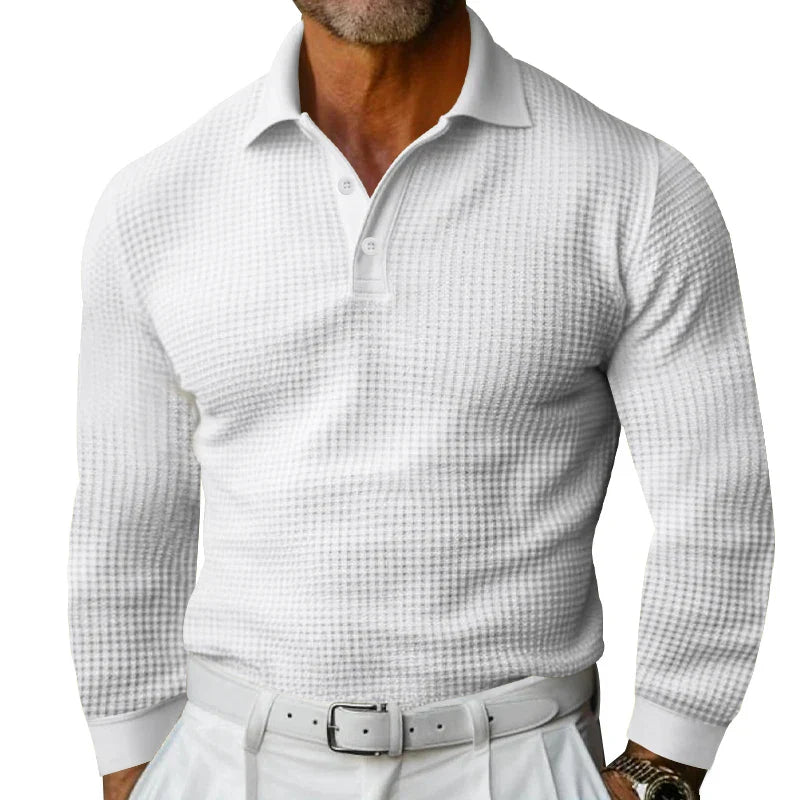 Polo Maille Texturée | Élégance & Confort | Manches Longues