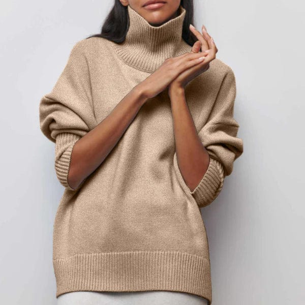 Emma - Pull Oversize Col Roulé Orange | Tendance | Chaleur et Style