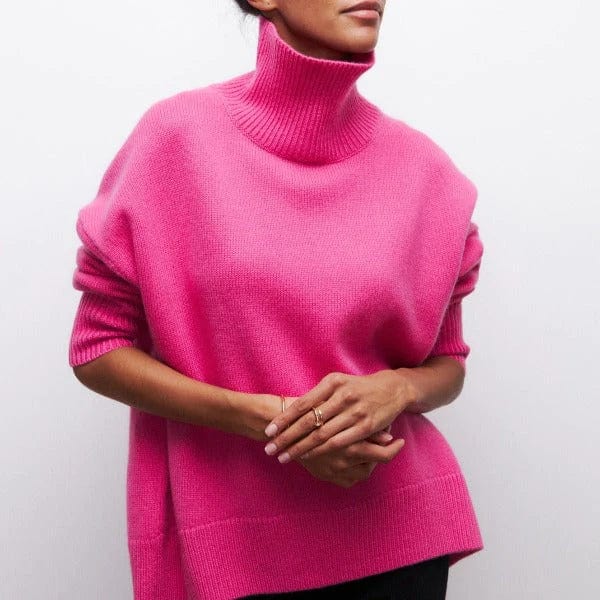 Emma - Pull Oversize Col Roulé Orange | Tendance | Chaleur et Style