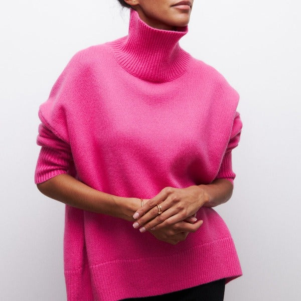 Pull Oversize Col Roulé | Coton | Bleu Ciel & Douillet