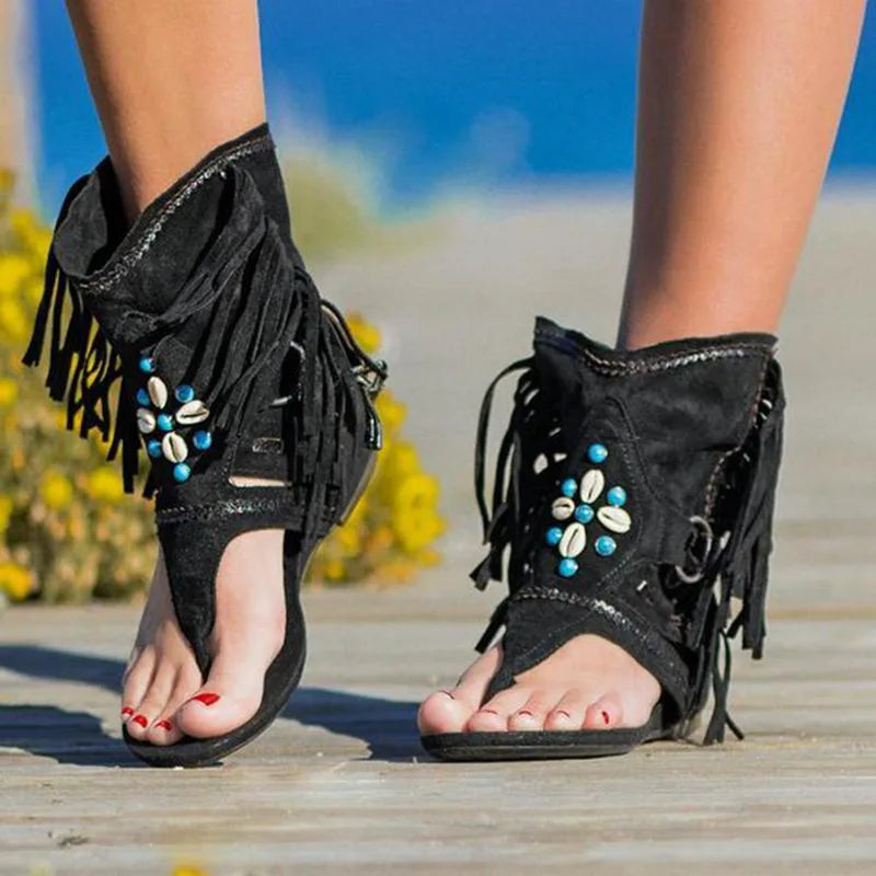 Sandales Bohème à Franges et Perles | Esprit Libre et Tendance