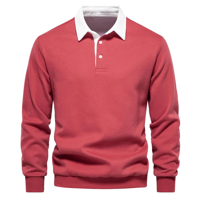 Polo Manches Longues | Rouge & Blanc | Classique et Élégant