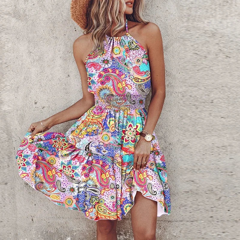 Robe Courte | Imprimé Bohème | Colorée et Légère