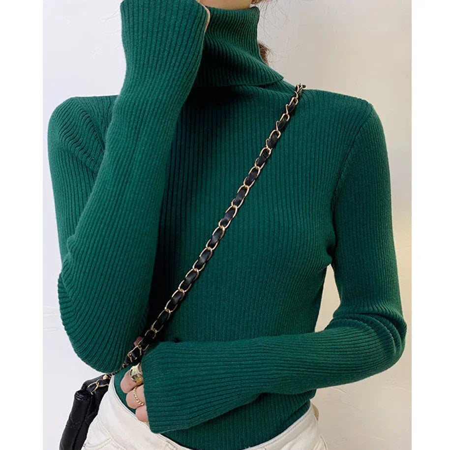 Léa - Pull Col Roulé | Tricot Côtelé | Doux & Confortable