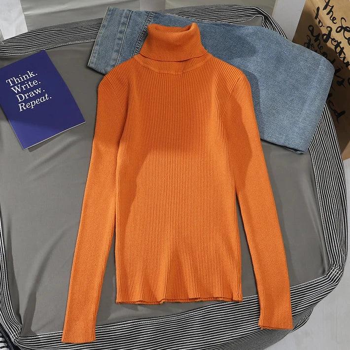 Léa - Pull Col Roulé | Tricot Côtelé | Doux & Confortable