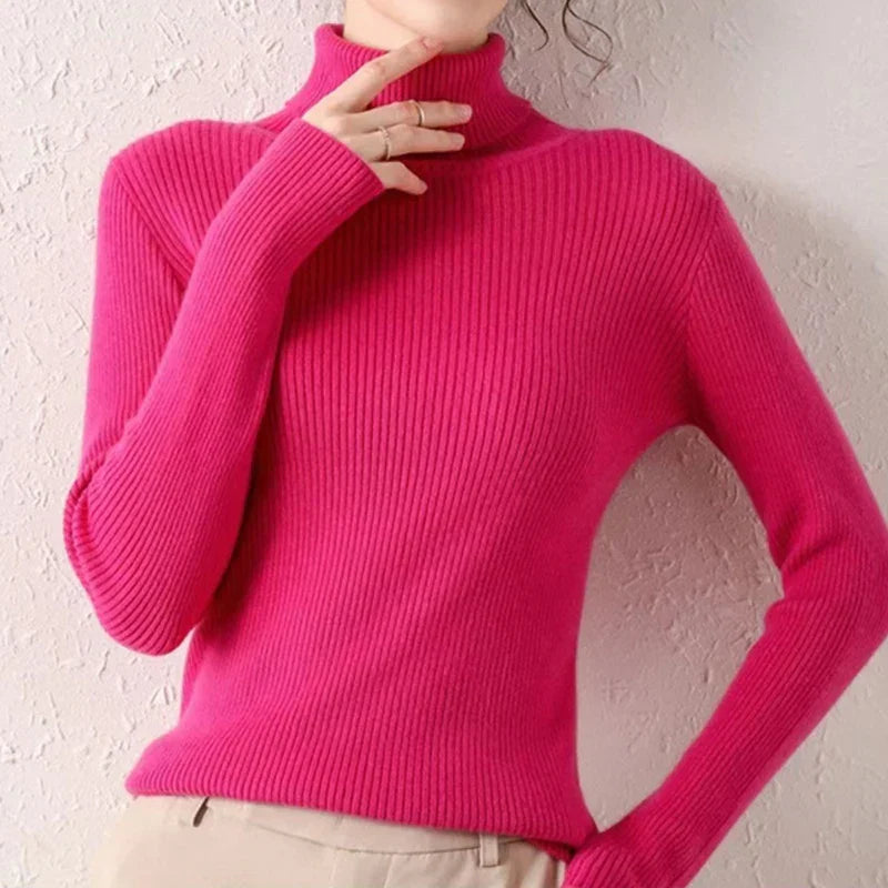 Léa - Pull Col Roulé | Tricot Côtelé | Doux & Confortable