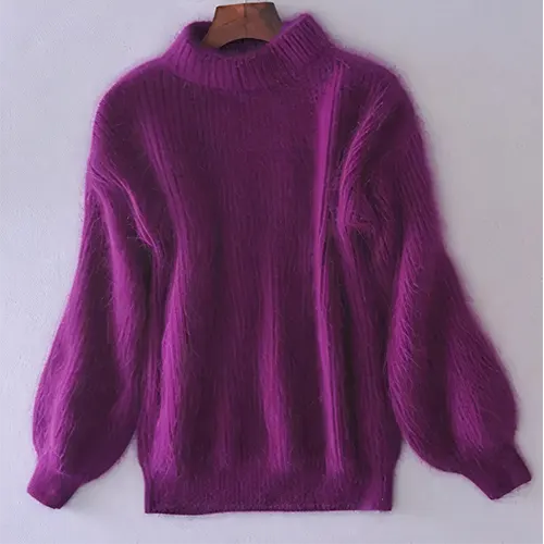Pull en Tricot Vert Émeraude | Mélange Mohair & Acrylique | Doux & Élégant