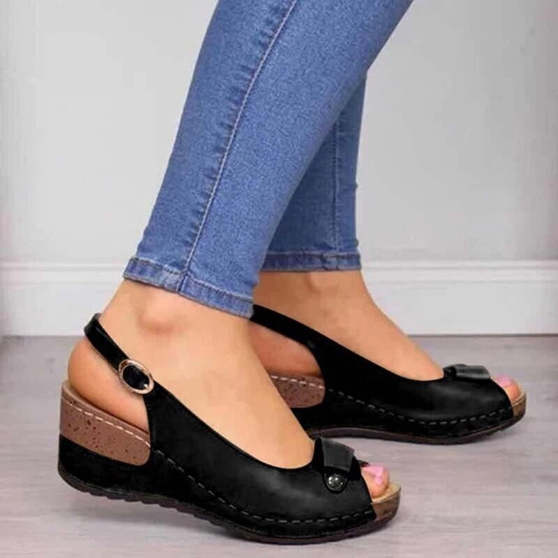 Sandales Compensées à Nœud | Confort Élégant et Style Estival