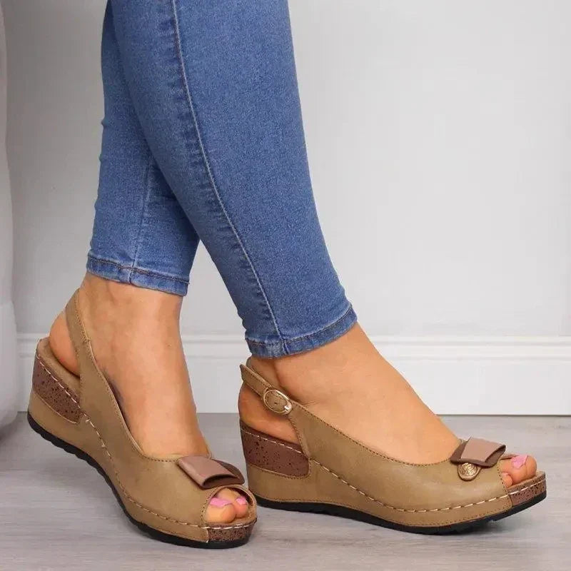 Sandales Compensées à Nœud | Confort Élégant et Style Estival