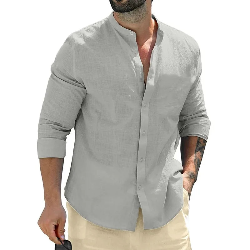 Riviera Élégance | Chemise Homme à Col Mao