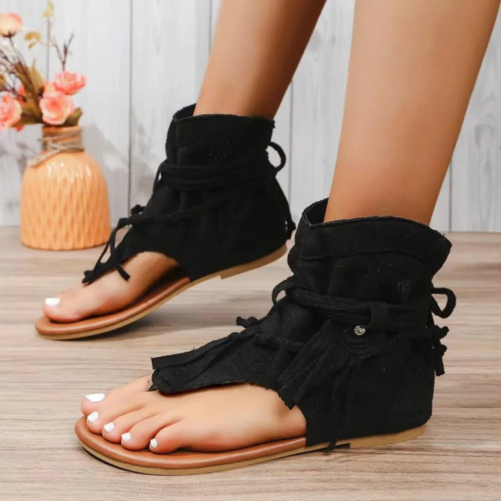 Sandales Ouvertes à Franges | Esprit Bohème et Confort Décontracté