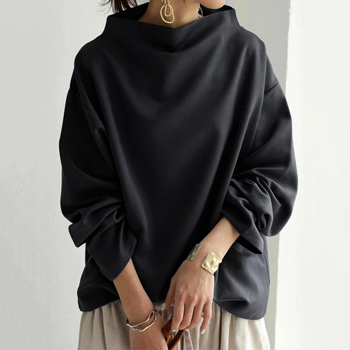 Minimal Luxe | Pull Oversize à Col Drapé