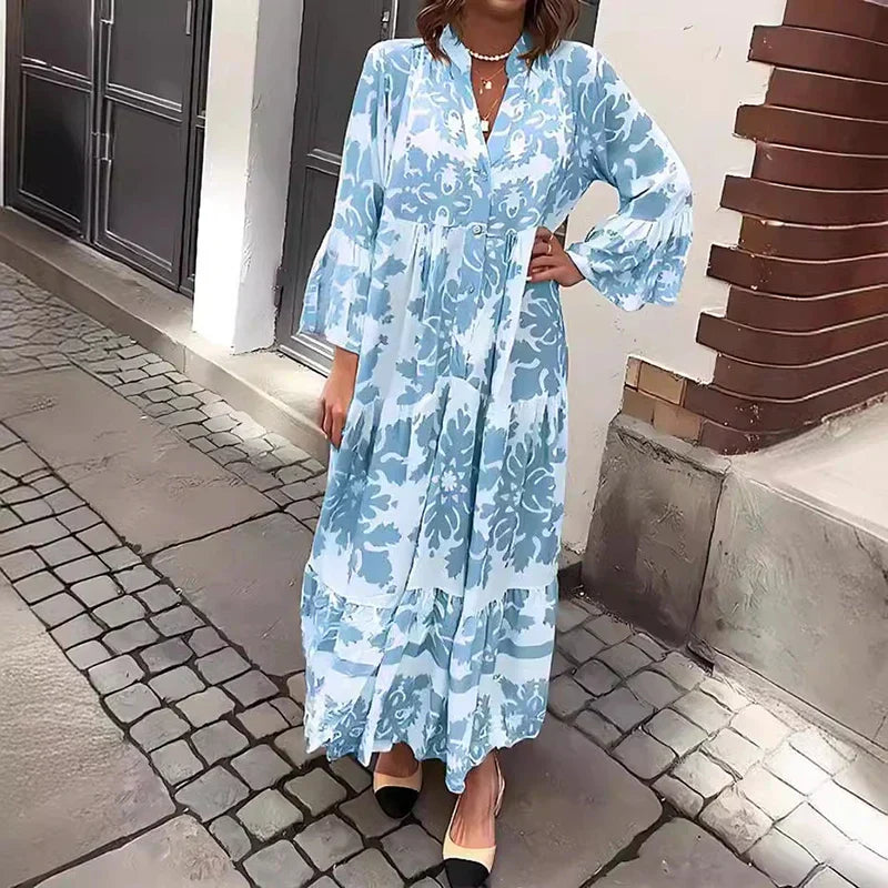 Robe Longue Bohème à Imprimé Floral | Élégance Décontractée
