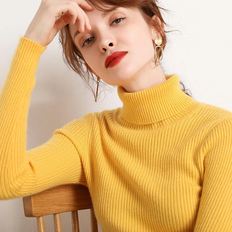 Léa - Pull Col Roulé | Tricot Côtelé | Doux & Confortable