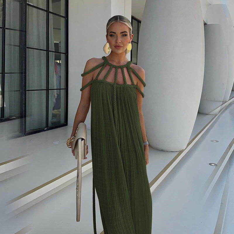 Robe Longue Dos Détailé | Élégance Drapée et Charme Graphique