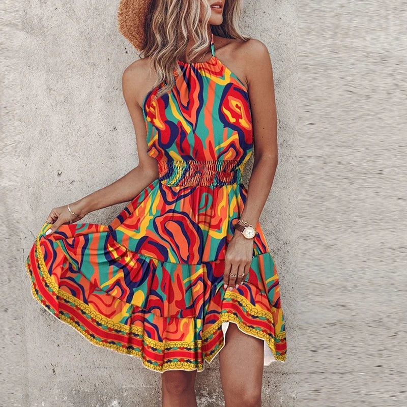 Robe Courte | Imprimé Bohème | Colorée et Légère